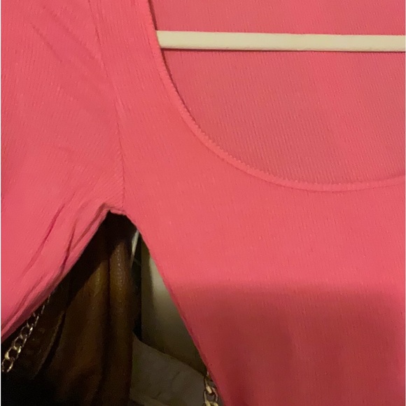🆕XS BUBBLE GUM PINK SOFT LOUNGE LONG SLEEVE SQUARE NECK RIBBED SKIMS STYLE MAXI - Picture 9 of 15